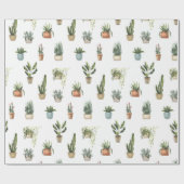 Potted planten waterverf ontwerp cadeaupapier (Vlak)