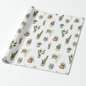 Potted planten waterverf ontwerp cadeaupapier (Uitgerold)