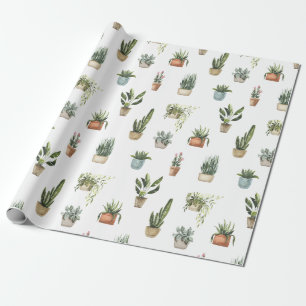 Potted planten waterverf ontwerp cadeaupapier