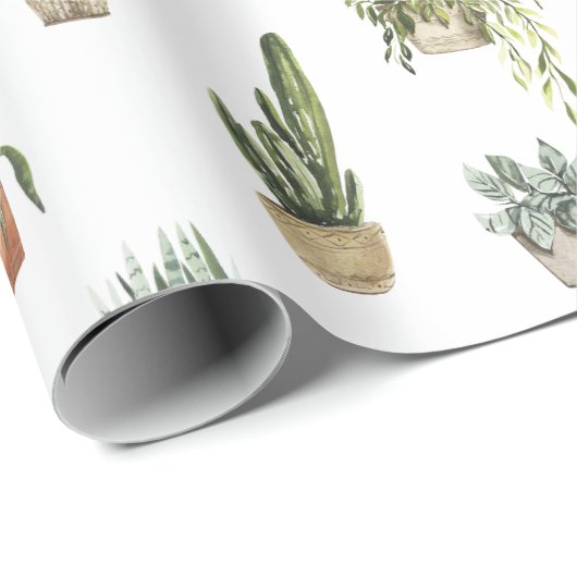 Potted planten waterverf ontwerp cadeaupapier (Rol Hoek)