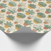 Potted Plants Botanische Illustratie Stijl Medium Cadeaupapier (Hoek)