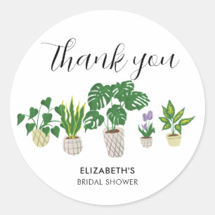 Potted Plants Bruidsfeest Groene Dank je  Ronde Sticker