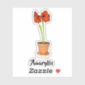 Potted Red Amaryllis Floral Photography Cut-out Sticker (Vel)