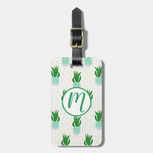 Potted Sansevieria Snake Plant Print Bagagelabel (Voorkant verticaal)