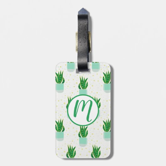 Potted Sansevieria Snake Plant Print Bagagelabel (Achterkant verticaal)