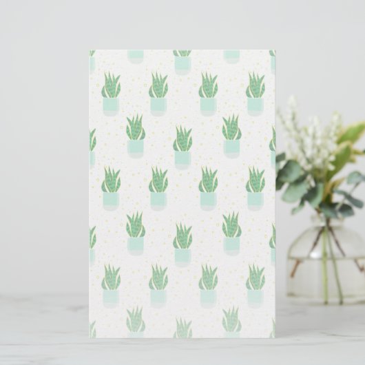 Potted Sansevieria Snake Plant Print Briefpapier (Staand voorkant)