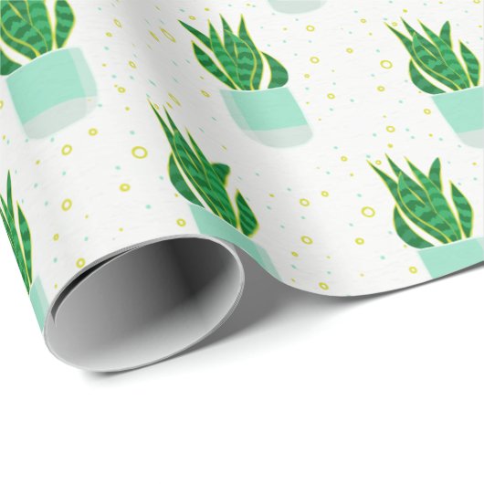 Potted Sansevieria Snake Plant Print Cadeaupapier (Rol Hoek)