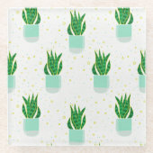 Potted Sansevieria Snake Plant Print Glazen Onderzetter (Voorkant)