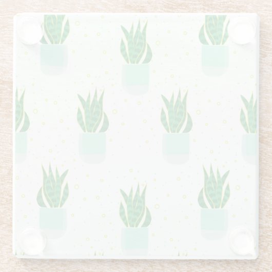 Potted Sansevieria Snake Plant Print Glazen Onderzetter (Achterkant)