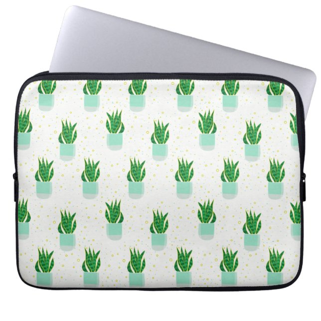 Potted Sansevieria Snake Plant Print Laptop Sleeve (Voorkant)