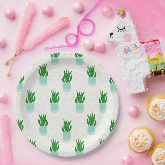 Potted Sansevieria Snake Plant Print Papieren Bordje (Feest)