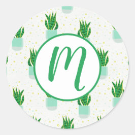 Potted Sansevieria Snake Plant Print Ronde Sticker