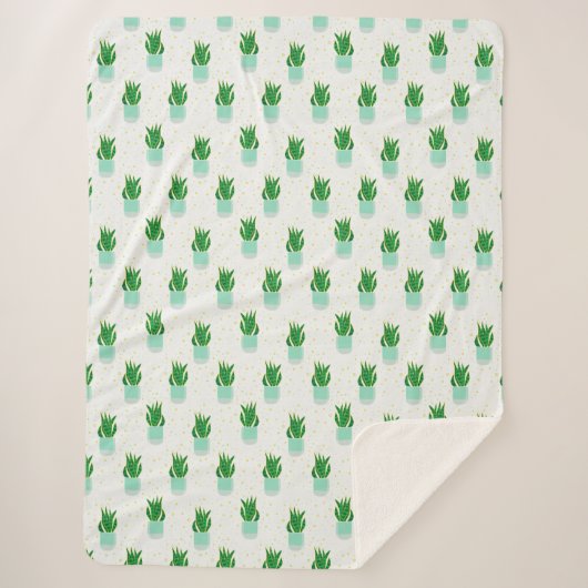 Potted Sansevieria Snake Plant Print Sherpa Deken (Voorkant)