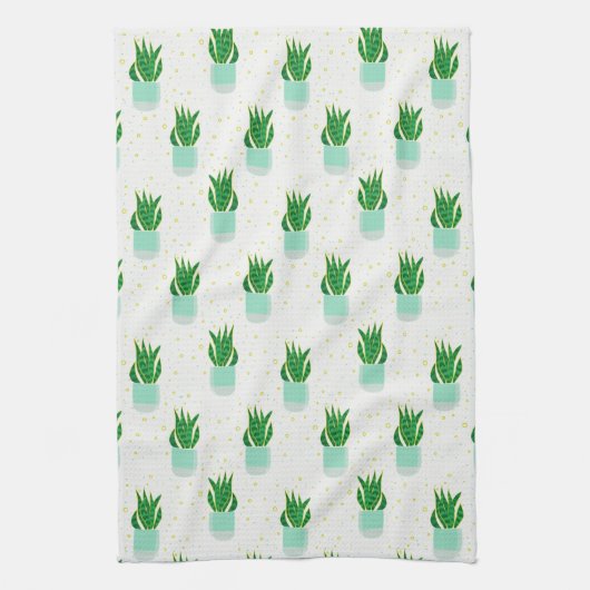 Potted Sansevieria Snake Plant Print Theedoek (Verticaal)