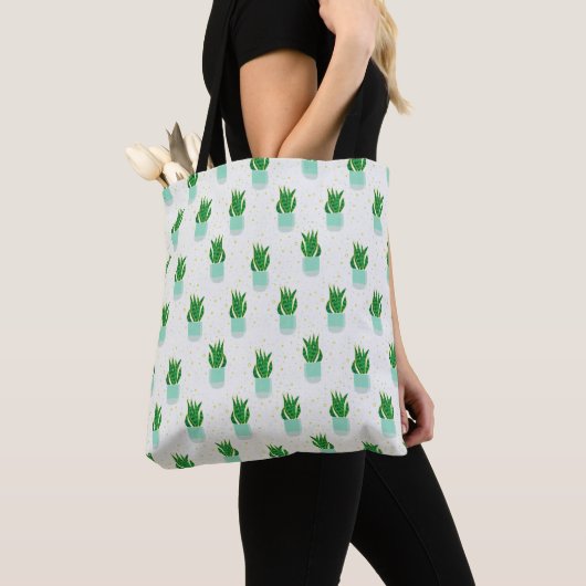 Potted Sansevieria Snake Plant Print Tote Bag (Dichtbij)