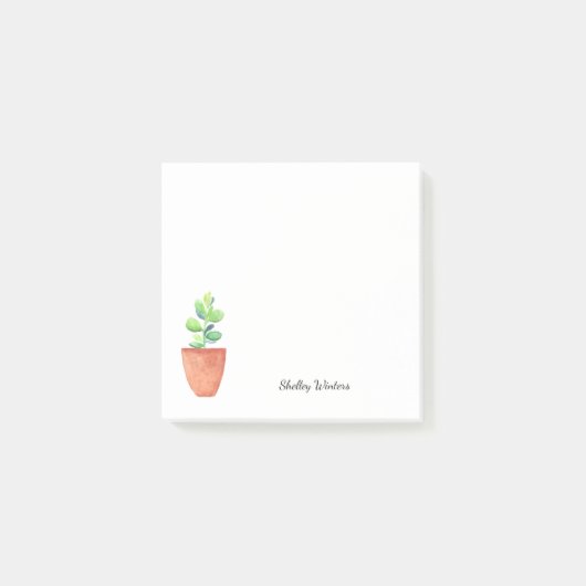 Potted succulent plant met naam post-it® notes (Voorkant)
