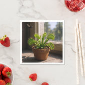 Potted Venus Flytrap Plant With Flies Servet (Insitu)