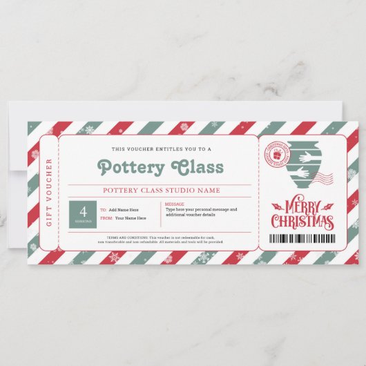 Pottenbakken Kerst Cadeaubon Kaart (Voorkant)