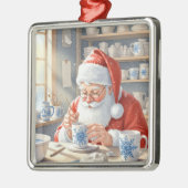 Pottenbakken Kerstman  Metalen Ornament (Links)