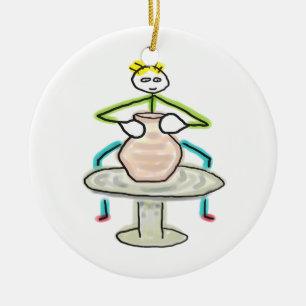 Pottenbakken Stickman Keramisch Ornament