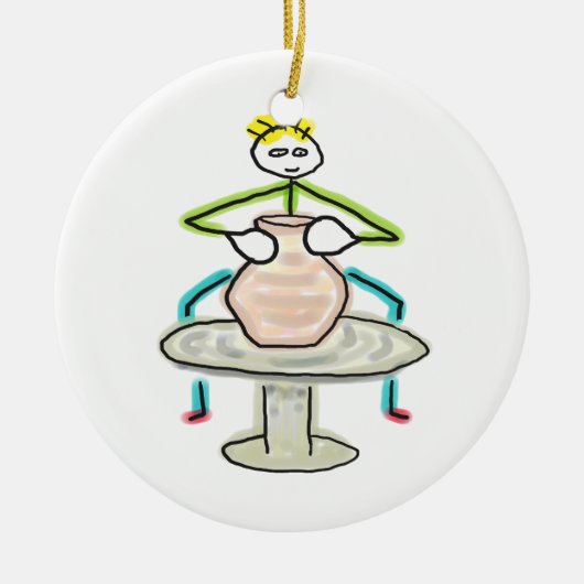 Pottenbakken Stickman Keramisch Ornament (Voorkant)