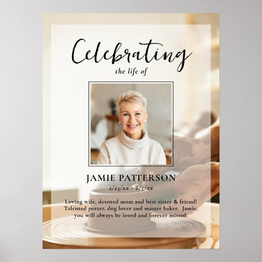 Pottenbakker Keramist, Levensviering Funeral Foto Poster (Voorkant)