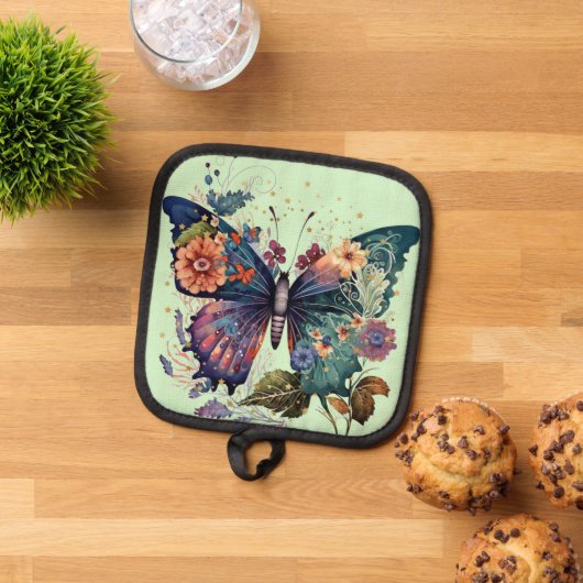 Pottenhouder met  vlinder pannenlap (Top down)