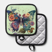 Pottenhouder met  vlinder pannenlap (Voorkant / Achterkant)