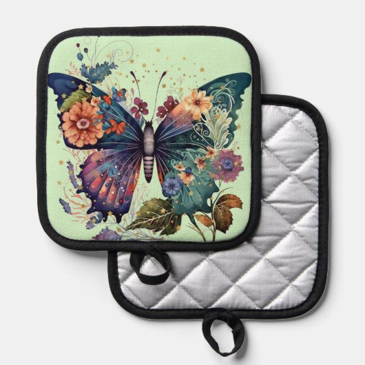 Pottenhouder met  vlinder pannenlap (Voorkant / Achterkant)