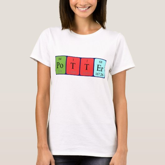 Potter periodiek table name shirt (Voorkant)