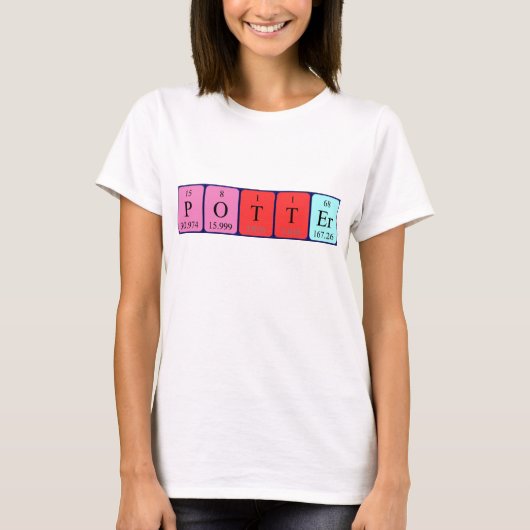 Potter periodiek table name shirt (Voorkant)