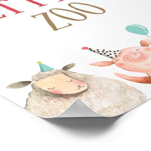 Potterende dierentuin van boerderijdieren poster (Hoek)