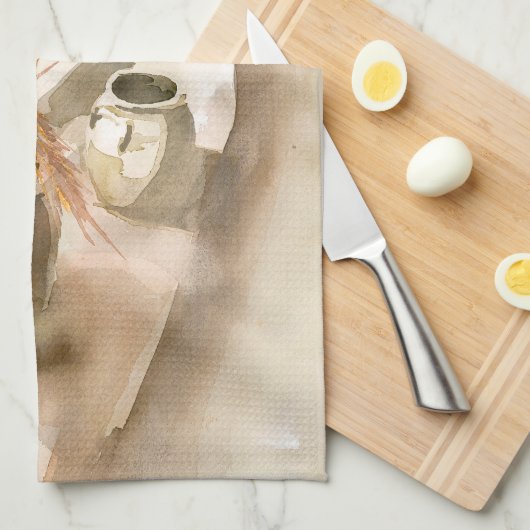 Potterij in de Waterverf van het Venster op de keu Theedoek (Quarter Fold)