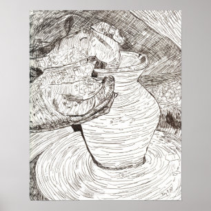 Potter's Hands en Pot Poster