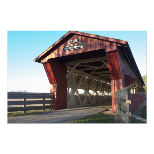 Pottersburg Covered Bridge, Ohio Foto Afdruk (Voorkant)