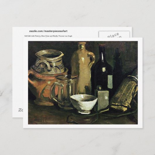Pottery, Beer Glass & Bottle Van Gogh Fine Art Briefkaart (Voorkant / Achterkant)