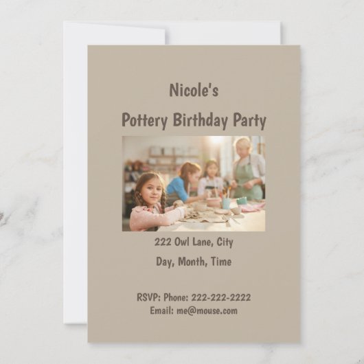 Pottery Birthday Party Invitation Kaart (Achterkant)