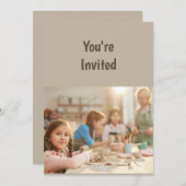 Pottery Birthday Party Invitation Kaart (Voorkant / Achterkant)