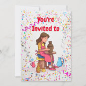 Pottery Birthday Party Invitation Kaart (Voorkant)