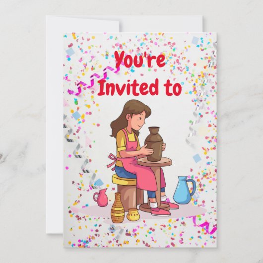 Pottery Birthday Party Invitation Kaart (Voorkant)