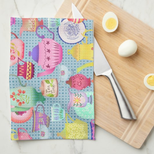 Pottery Blue Theedoek (Quarter Fold)