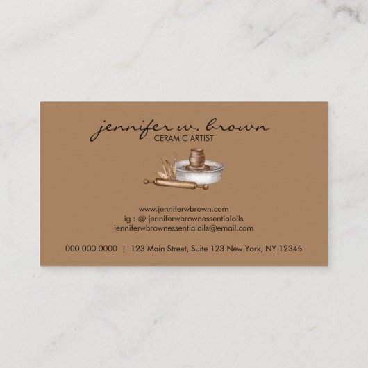 Pottery Ceramic Artist Tools Black Visitekaartje (Achterkant)