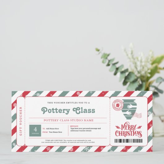 Pottery Class Kerstcadeaubon Kaart (Staand voorkant)