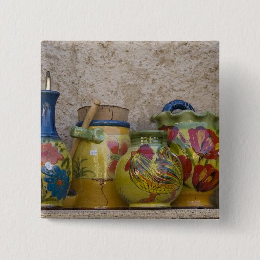 Pottery, Moustiers-Sainte-Marie, Provence Vierkante Button 5,1 Cm (Voorkant)