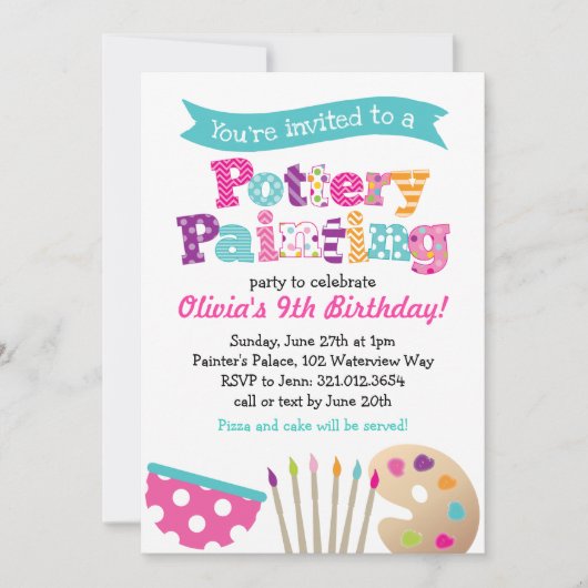 Pottery Painting Art Party Uitnodiging (Voorkant)