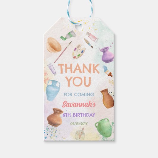 Pottery Painting Birthday Cadeaulabel (Voorkant)