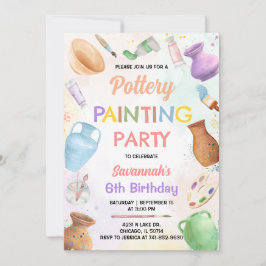 Pottery Painting Birthday Invitation Kaart