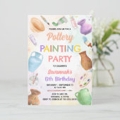 Pottery Painting Birthday Invitation Kaart (Staand voorkant)