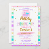 Pottery painting paint birthday party kaart (Voorkant / Achterkant)