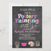 Pottery Painting Party Chalkboard Style Uitnodigin Kaart (Voorkant)